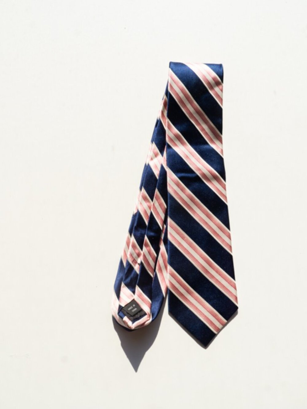 Arrow 100% Silk Navy and Pink Striped Tie